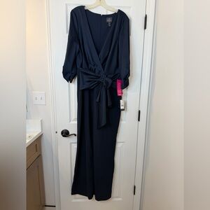 Adrianna Papell Navy Wrap-Style Jumpsuit